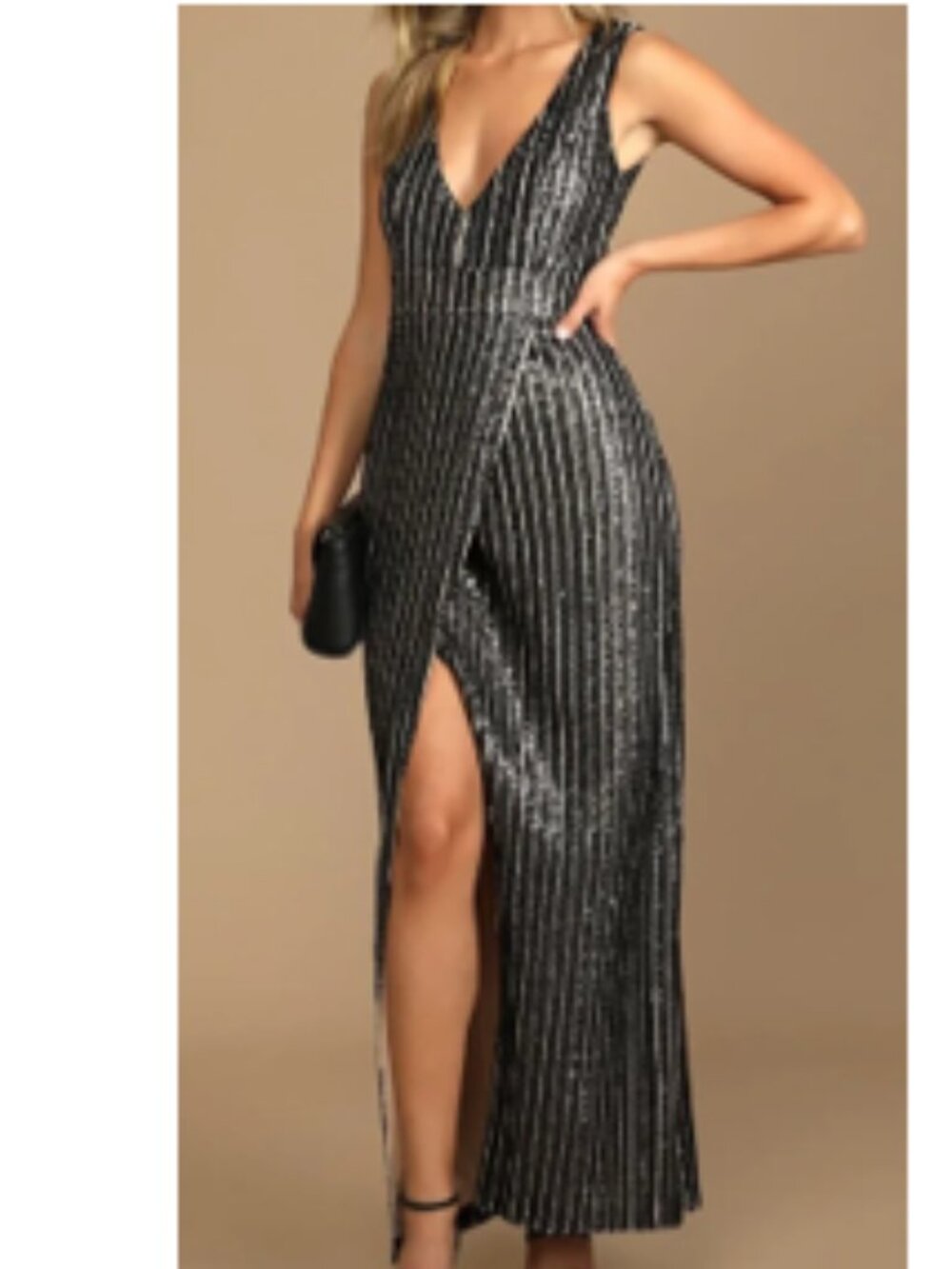 Lulus Unforgettable Elegance Black Sequin Maxi Dress NWT